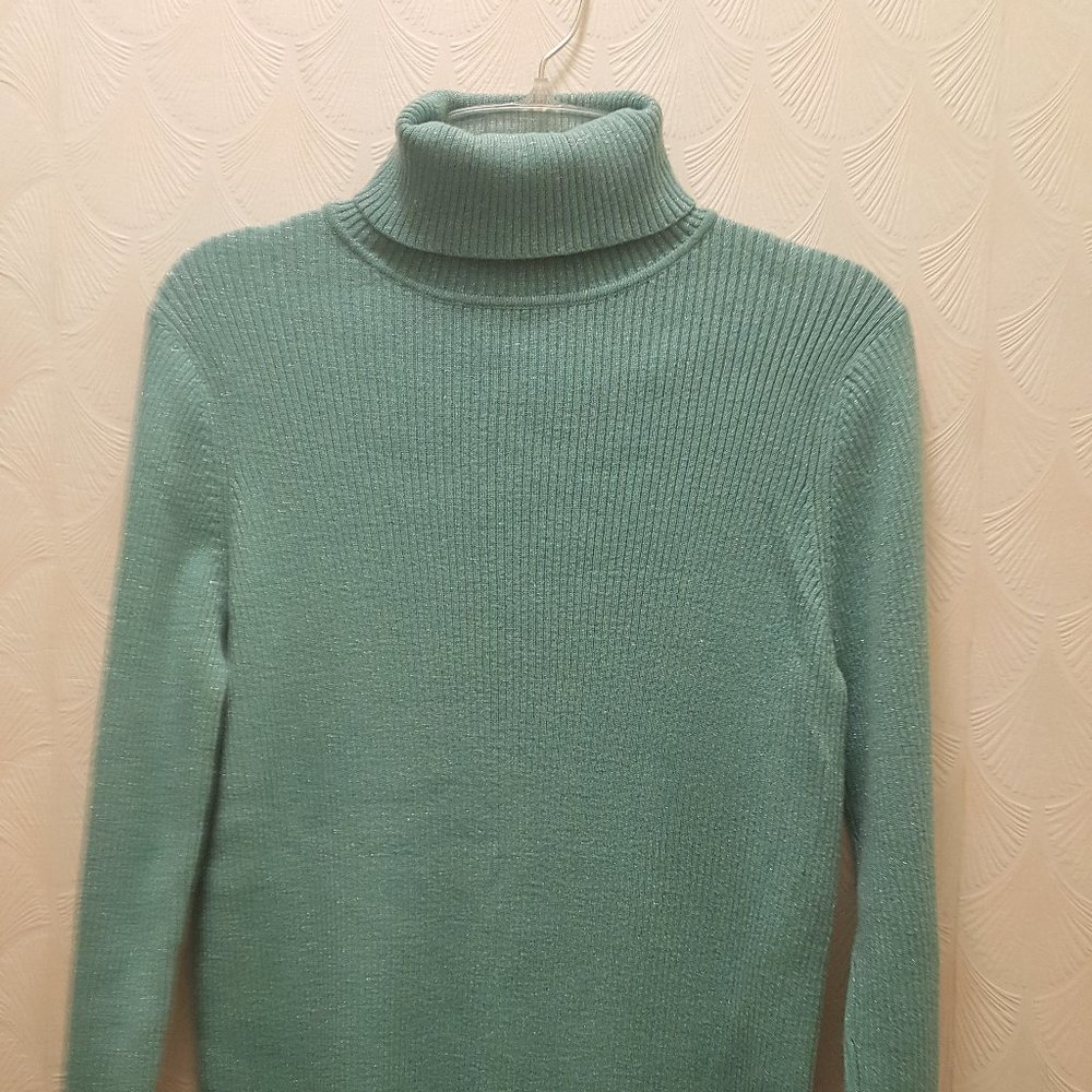 New York and & Company sparkly winter mint green turtleneck warm sweater XL - Picture 4 of 5